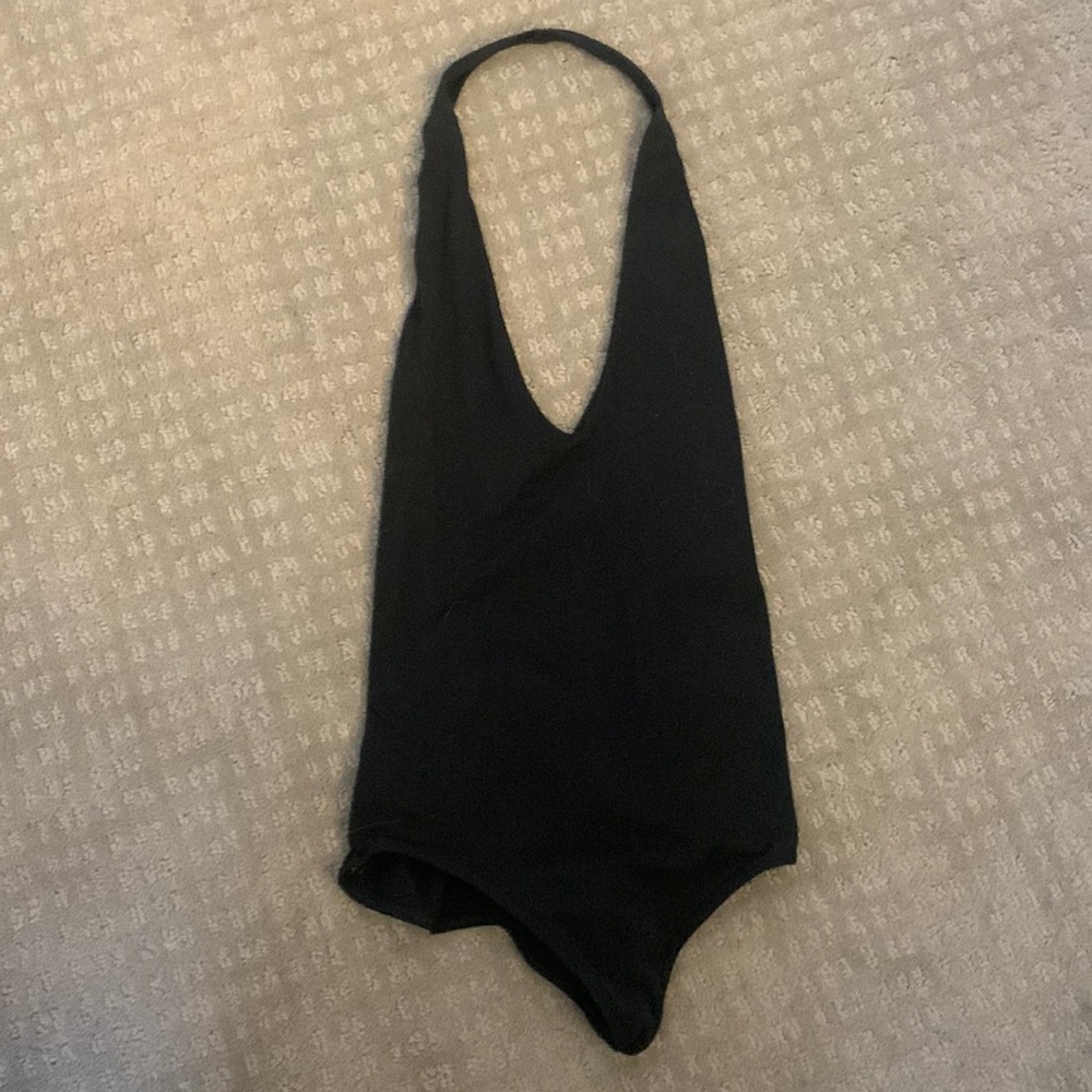 American Apparel Halter V-Neck Open Back Bodysuit-M